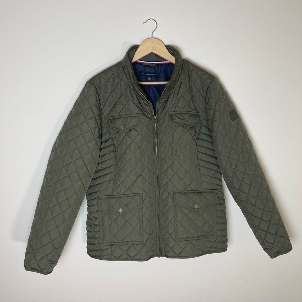 Tommy Hilfiger | Olive Green Stand Collar Puffer Jacket | XL - Picture 2 of 14